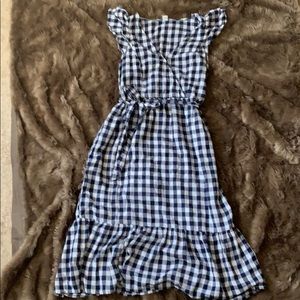 Old Navy Blue and white buffalo check midi dress